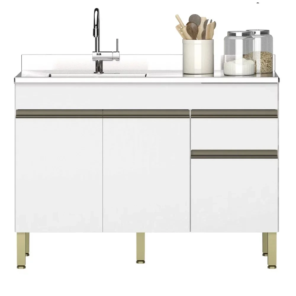 Balcão Gabinete 3 Portas com Pia 150cm Lina Z06 Supremo - Mpozenato