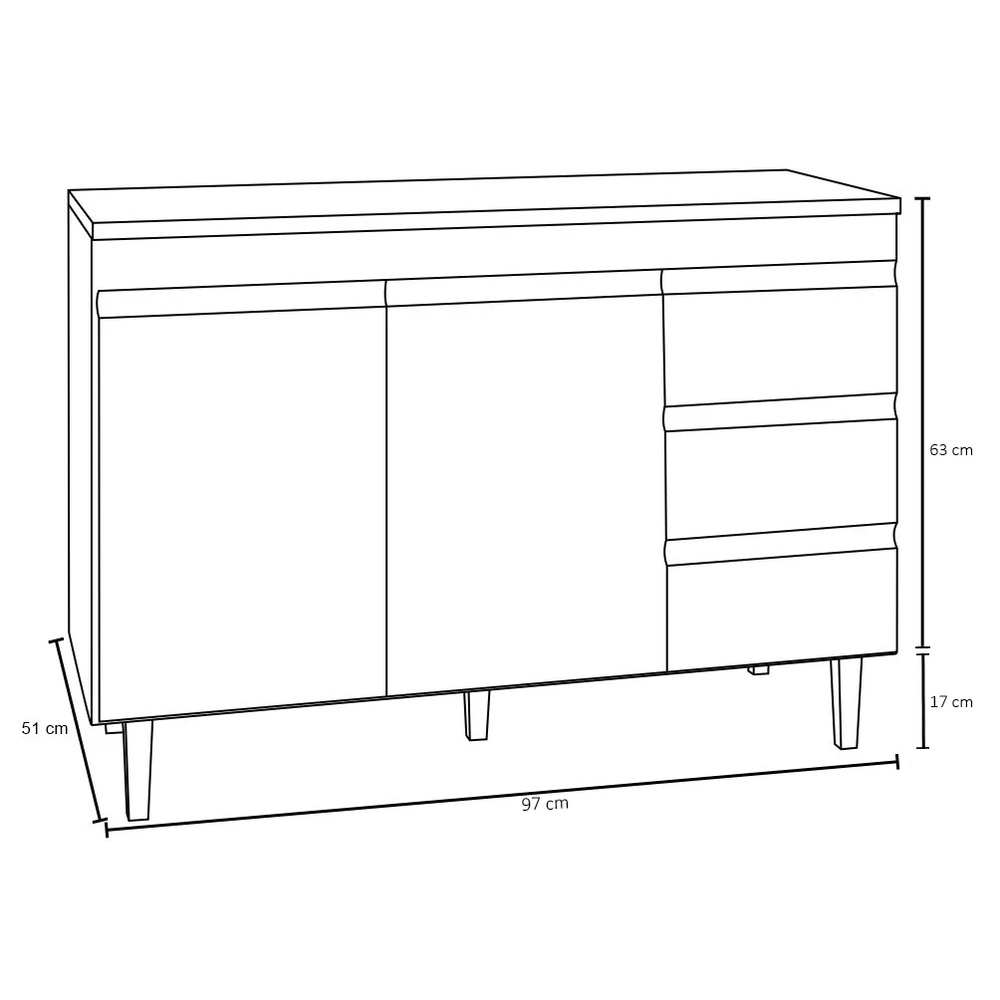 Balcão Gabinete Para Pia 100cm 2 Portas Andréia Cinza - AJL Móveis