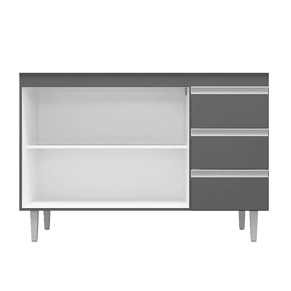 Balcão Gabinete Para Pia 100cm 2 Portas Andréia Cinza - AJL Móveis