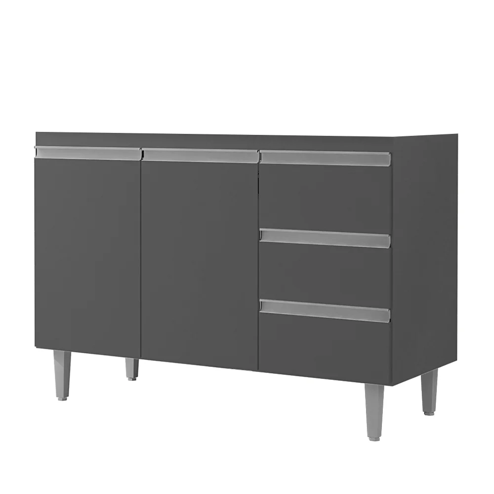 Balcão Gabinete Para Pia 100cm 2 Portas Andréia Cinza - AJL Móveis