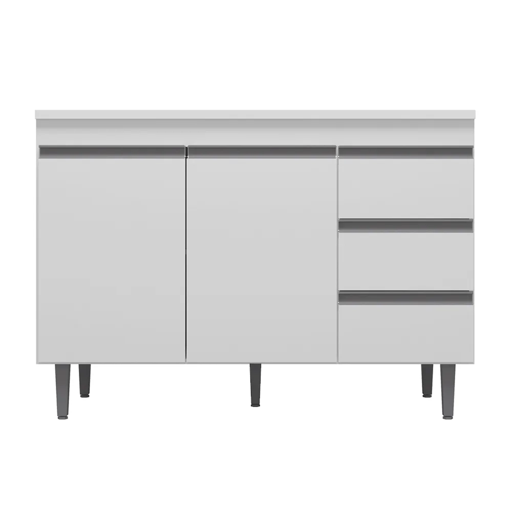 Balcão Gabinete Para Pia 120cm com Tampo 2 Portas Andréia Branco - AJL Móveis