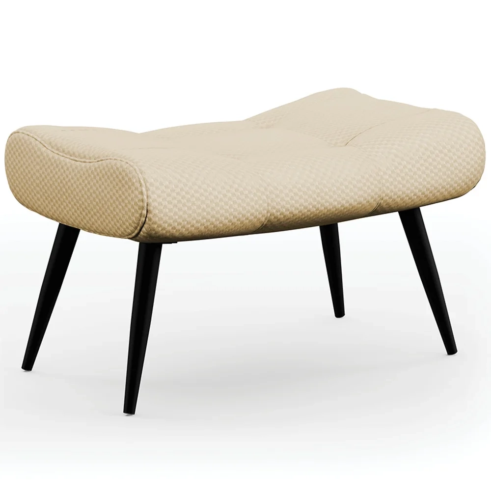 Kit 2 Puffs Decorativos Para Sala de Estar Pés Palito Lord Veludo Luxo Off White - Ibiza