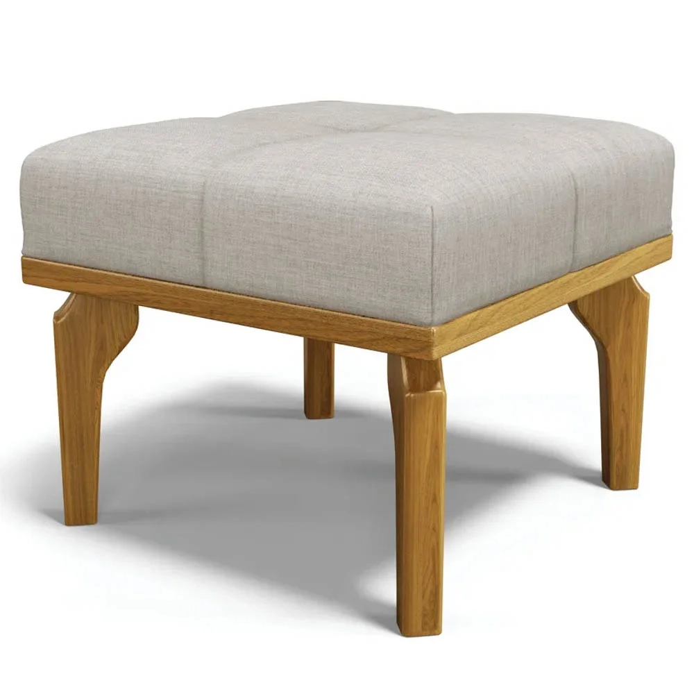 Poltrona de Amamentação Balanço e Puff Base de Madeira Brenda G05 Linho Bege - Mpozenato