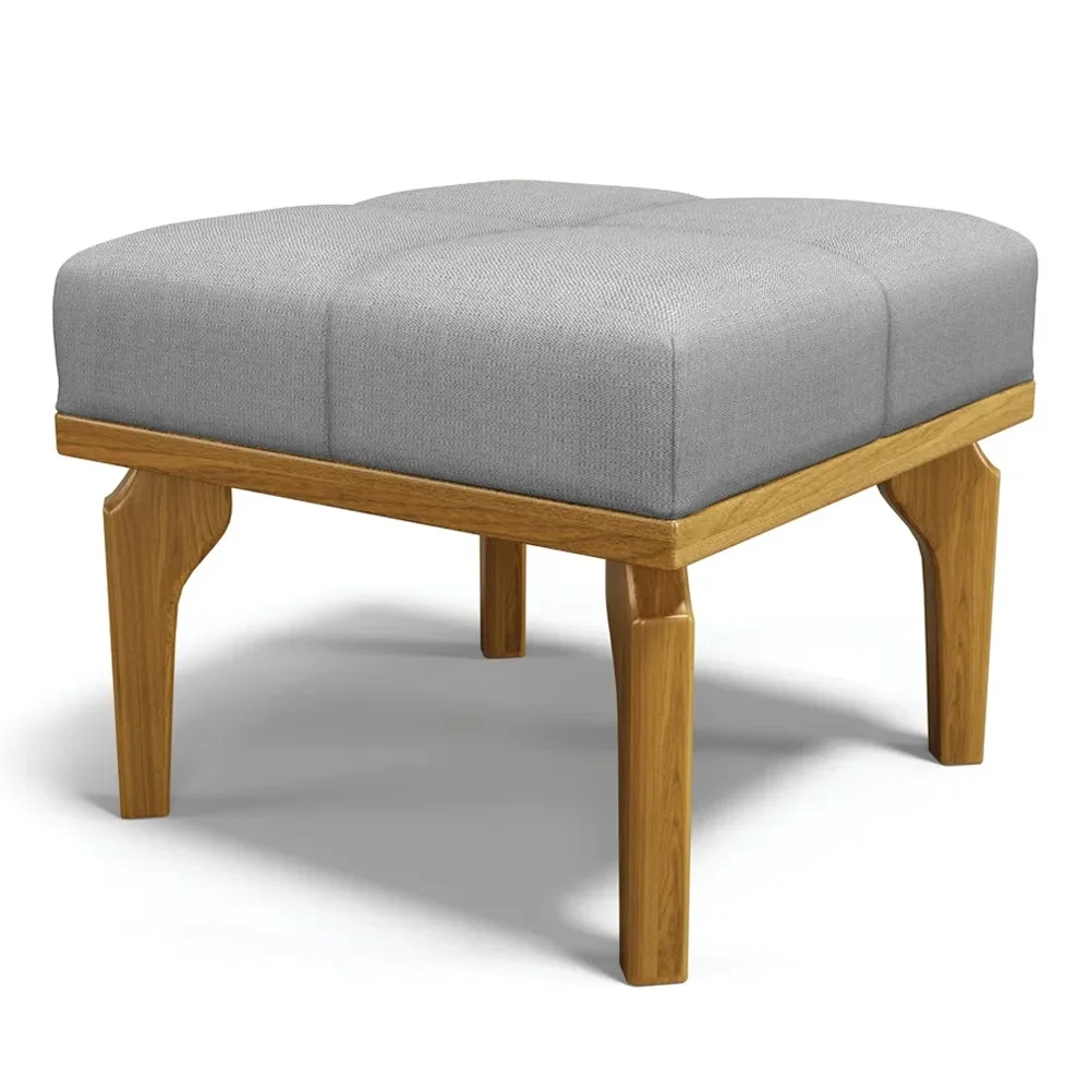 Poltrona de Amamentação Balanço e Puff Base de Madeira Brenda G05 Linho Cinza Escuro - Mpozenato