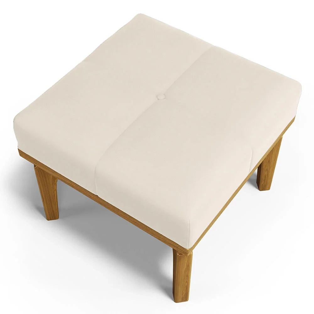 Poltrona de Amamentação Balanço e Puff Base de Madeira Brenda G05 Veludo Creme - Mpozenato