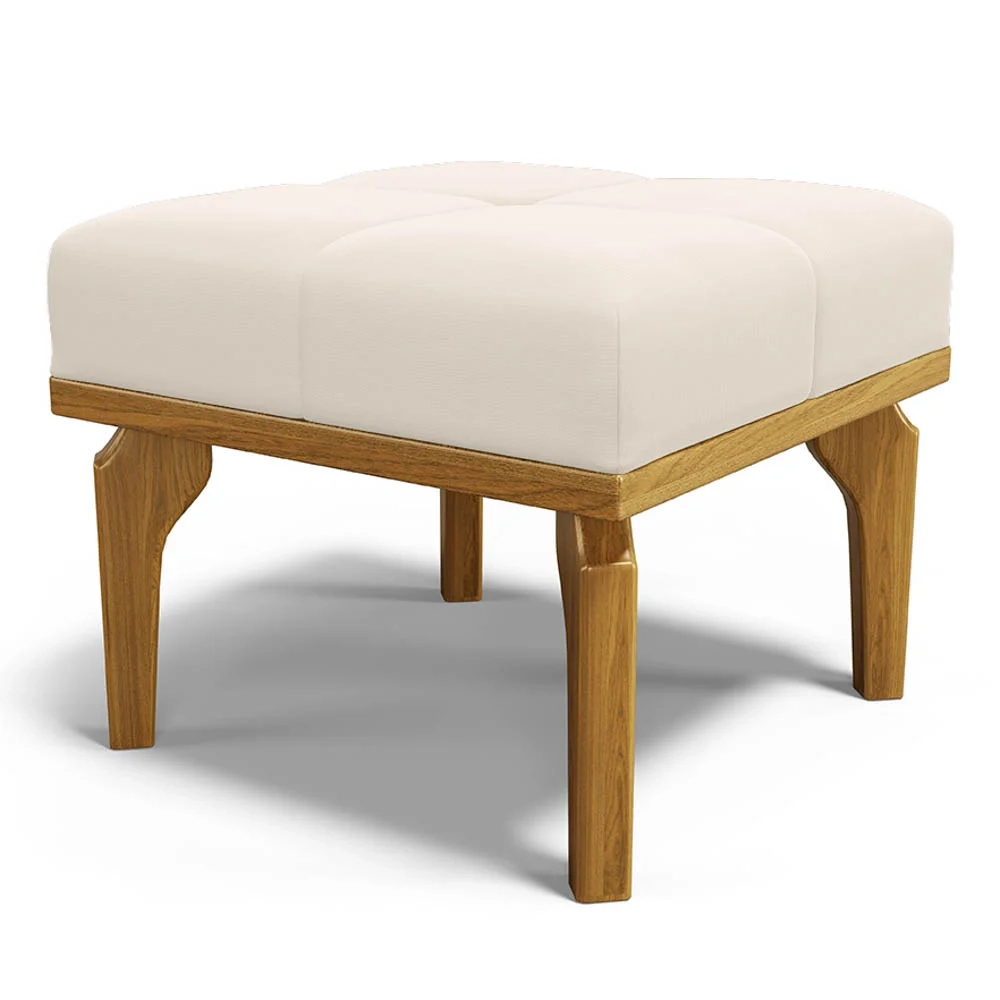 Poltrona de Amamentação Balanço e Puff Base de Madeira Brenda G05 Veludo Creme - Mpozenato