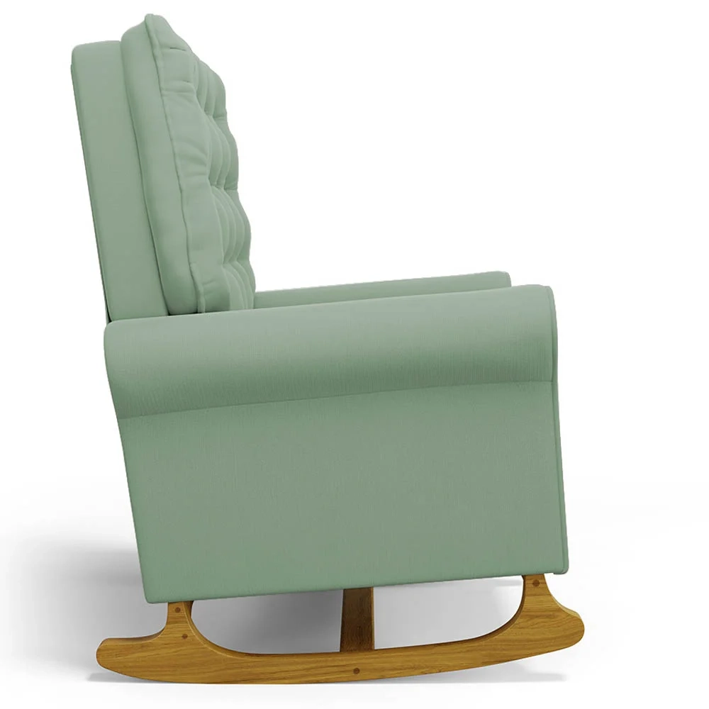 Kit 02 Poltronas de Amamentação Base Madeira Balanço Brenda G05 Veludo Verde - Mpozenato