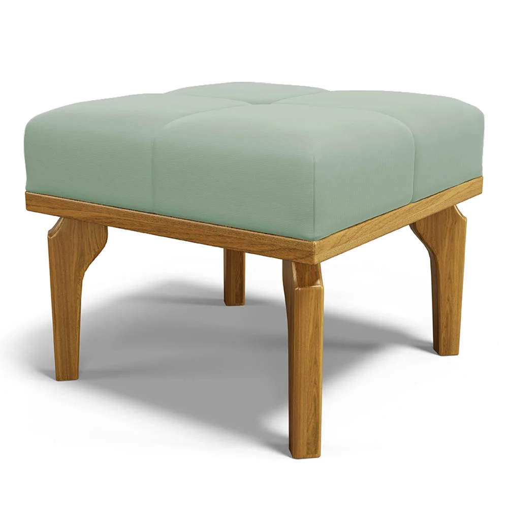 Poltrona de Amamentação Balanço e Puff Base de Madeira Brenda G05 Veludo Verde - Mpozenato