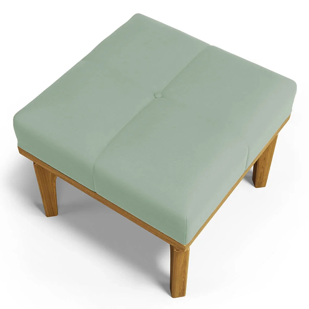 Poltrona de Amamentação Balanço e Puff Base de Madeira Brenda G05 Veludo Verde - Mpozenato