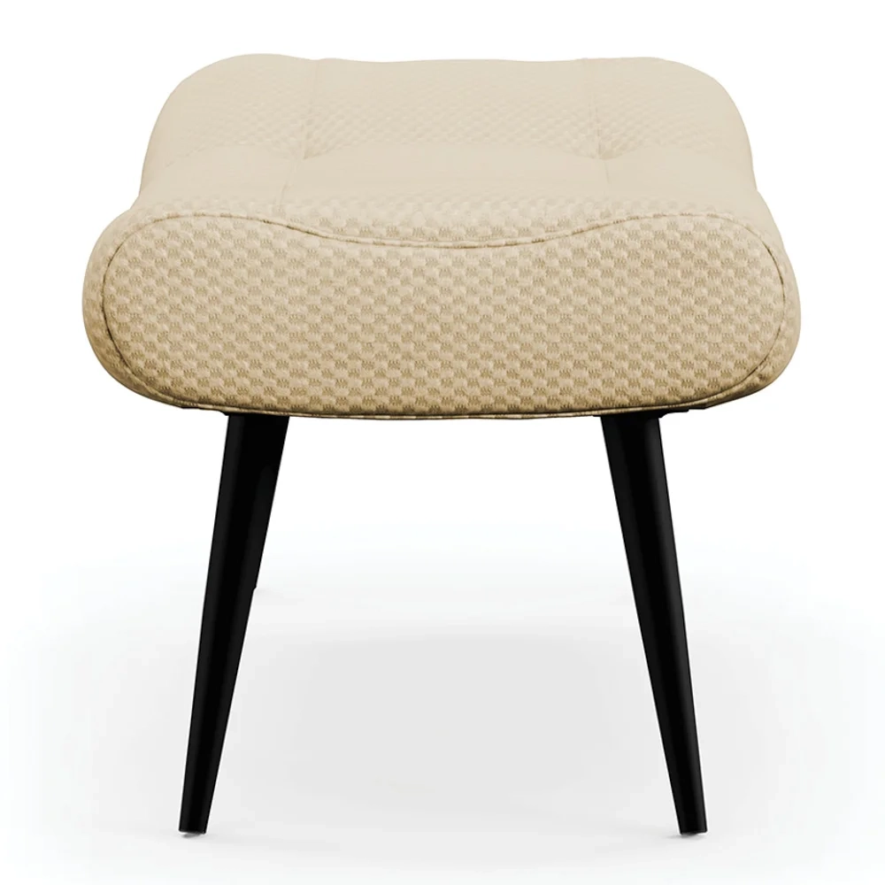 Puff Decorativo Para Sala de Estar Pés Palito Lord Veludo Luxo Off White - Ibiza