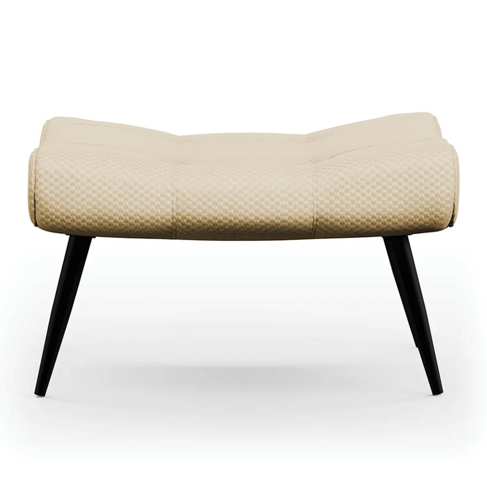 Puff Decorativo Para Sala de Estar Pés Palito Lord Veludo Luxo Off White - Ibiza