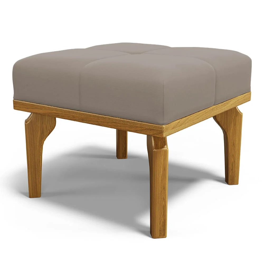 Poltrona de Amamentação Balanço e Puff Base de Madeira Brenda G05 Veludo Areia - Mpozenato