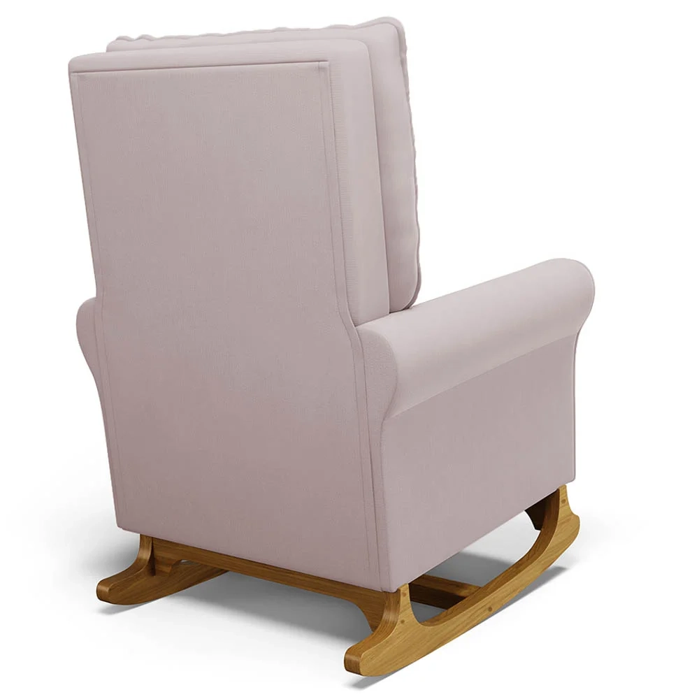 Poltrona de Amamentação e Descanso Base Madeira Balanço Brenda G05 Veludo Rosê - Mpozenato