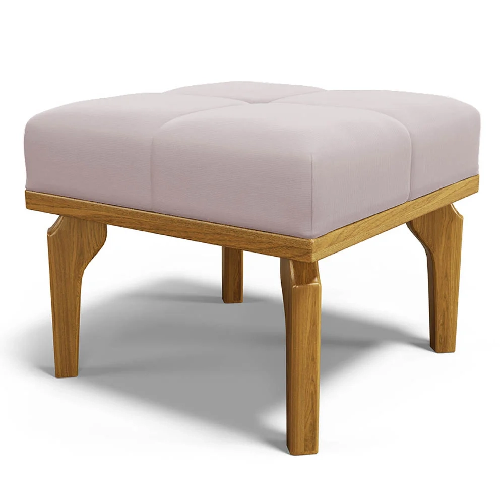 Poltrona de Amamentação Balanço e Puff Base de Madeira Brenda G05 Veludo Rosê - Mpozenato