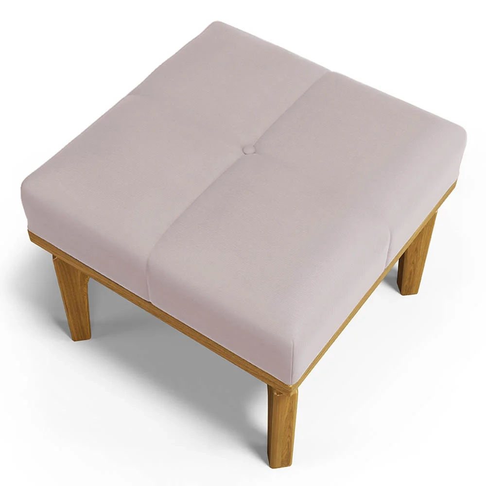 Poltrona de Amamentação Balanço e Puff Base de Madeira Brenda G05 Veludo Rosê - Mpozenato