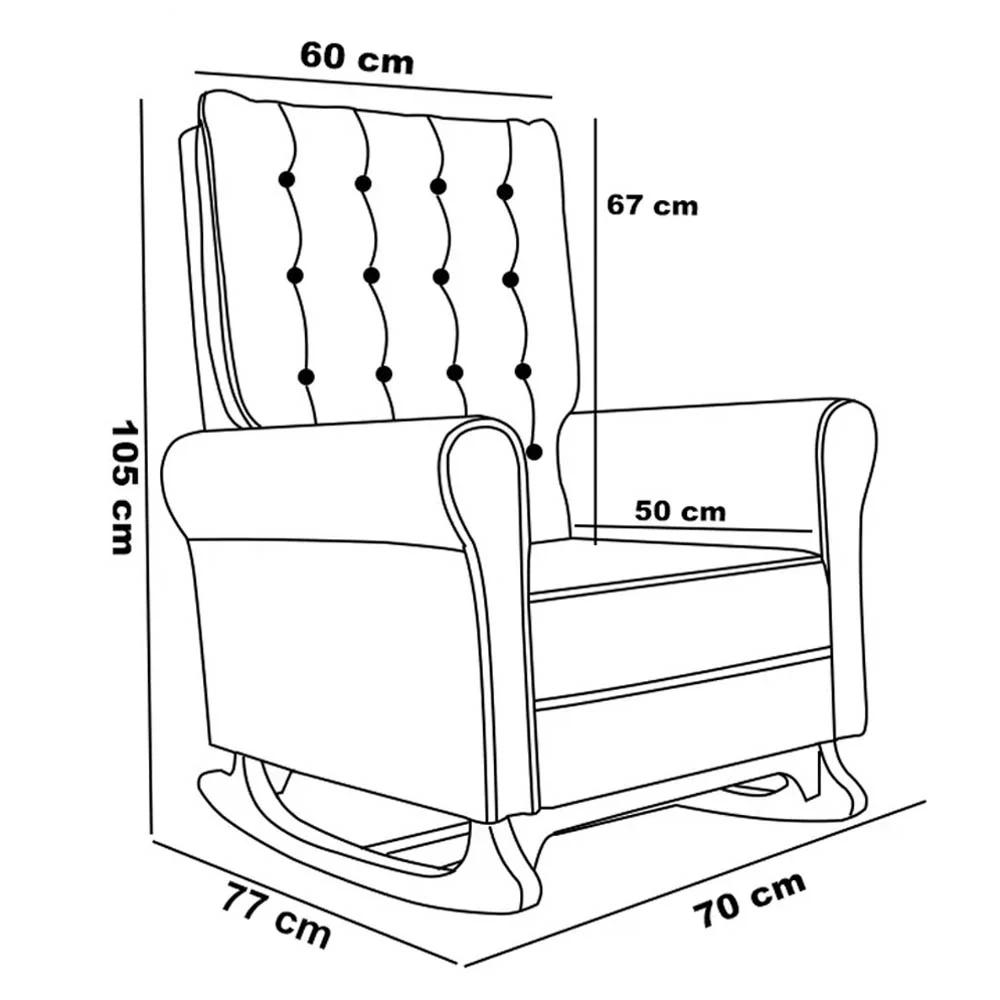 Kit 02 Poltronas de Amamentação Base Madeira Balanço Brenda G05 Veludo Bege - Mpozenato