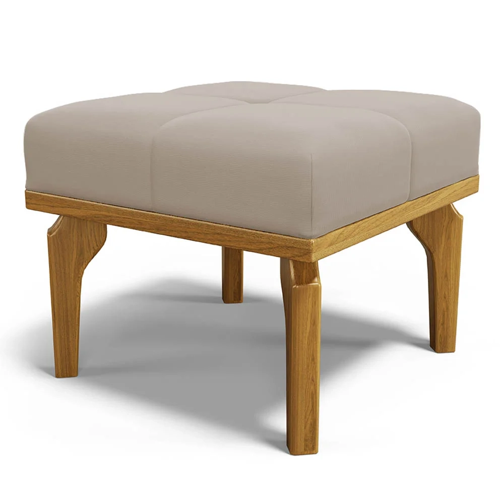 Poltrona de Amamentação Balanço e Puff Base de Madeira Brenda G05 Veludo Bege - Mpozenato