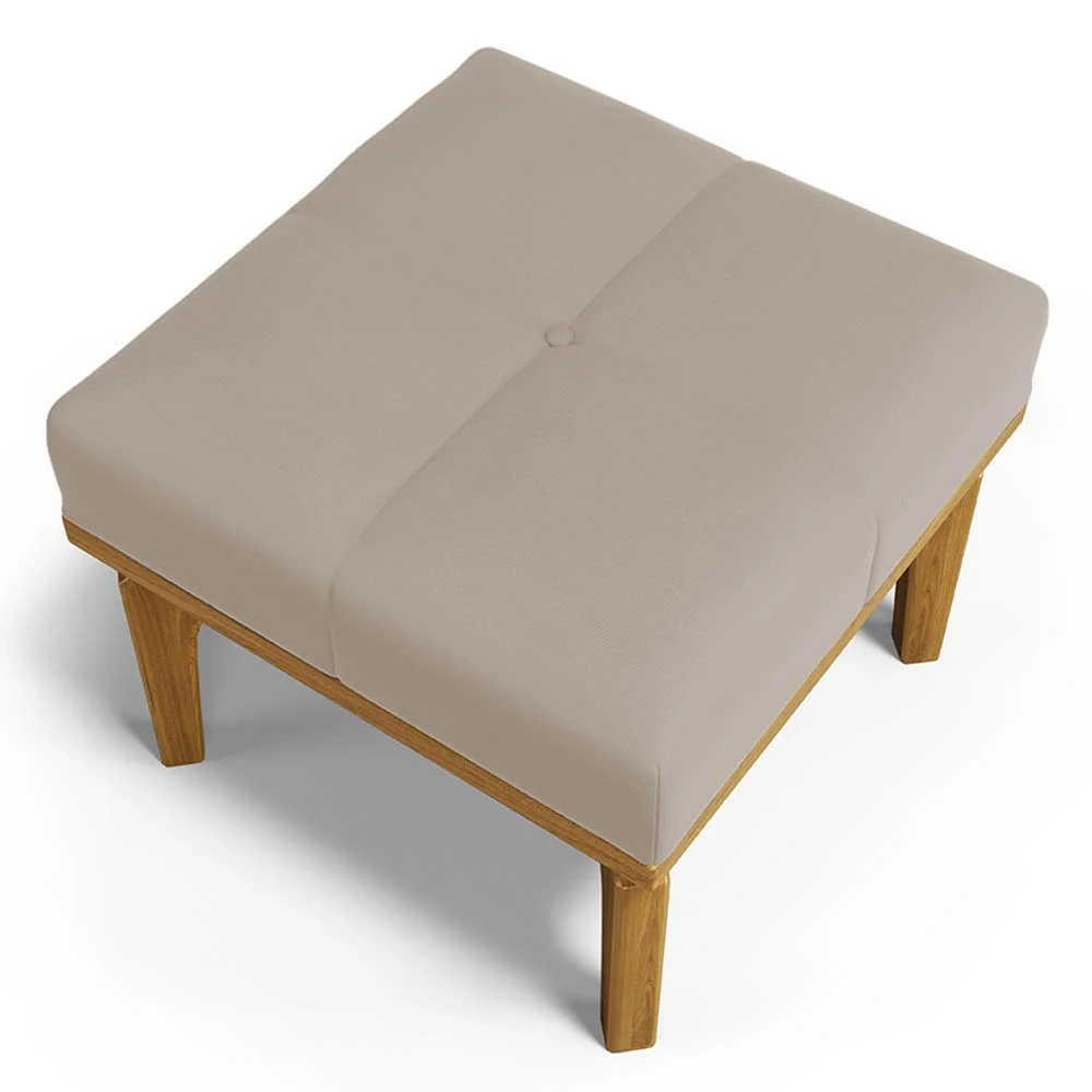 Poltrona de Amamentação Balanço e Puff Base de Madeira Brenda G05 Veludo Bege - Mpozenato