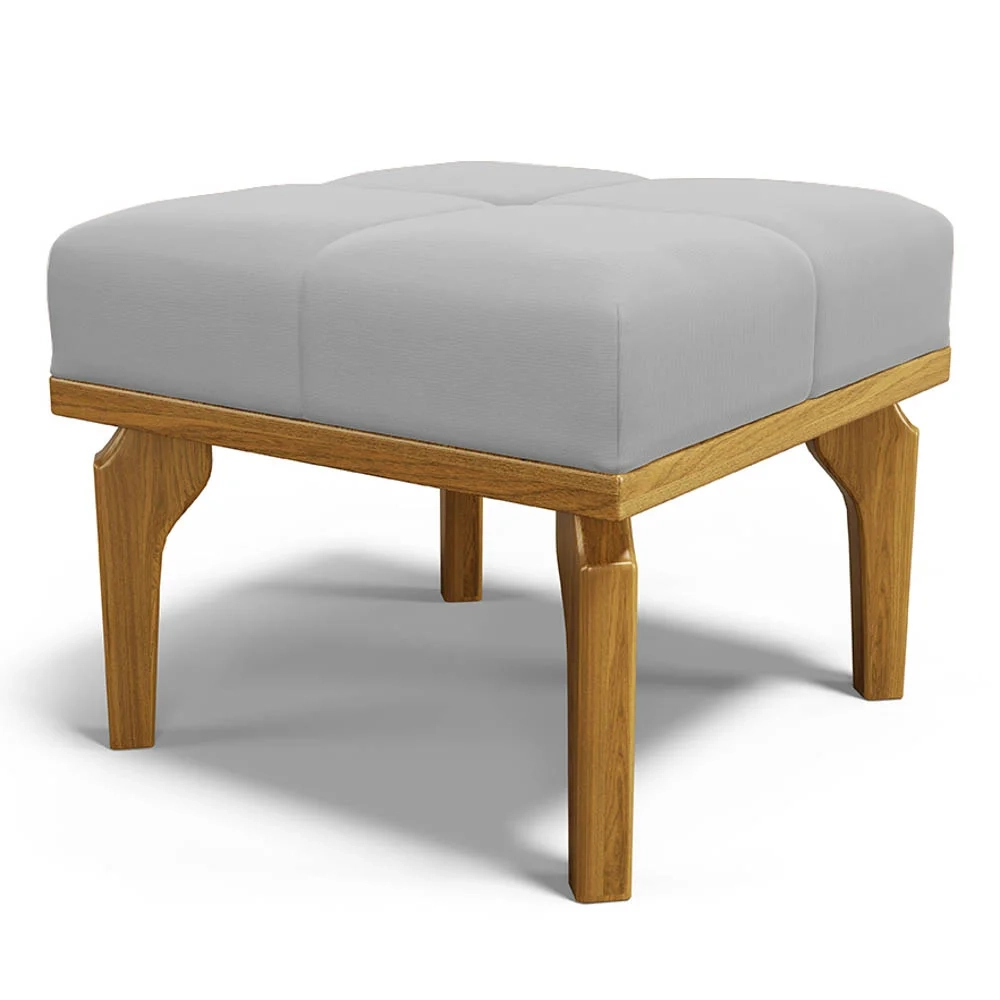 Poltrona de Amamentação Balanço e Puff Base de Madeira Brenda G05 Veludo Cinza - Mpozenato