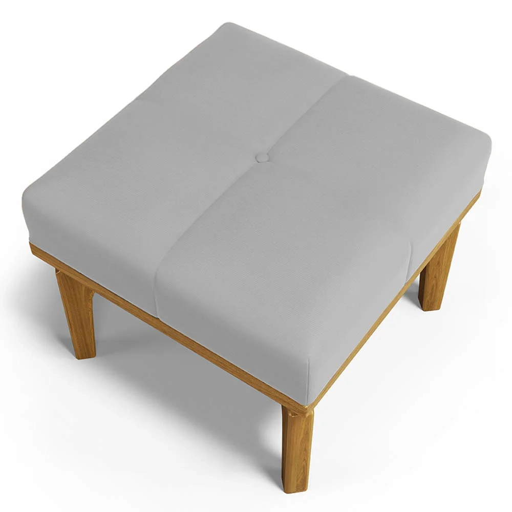 Poltrona de Amamentação Balanço e Puff Base de Madeira Brenda G05 Veludo Cinza - Mpozenato