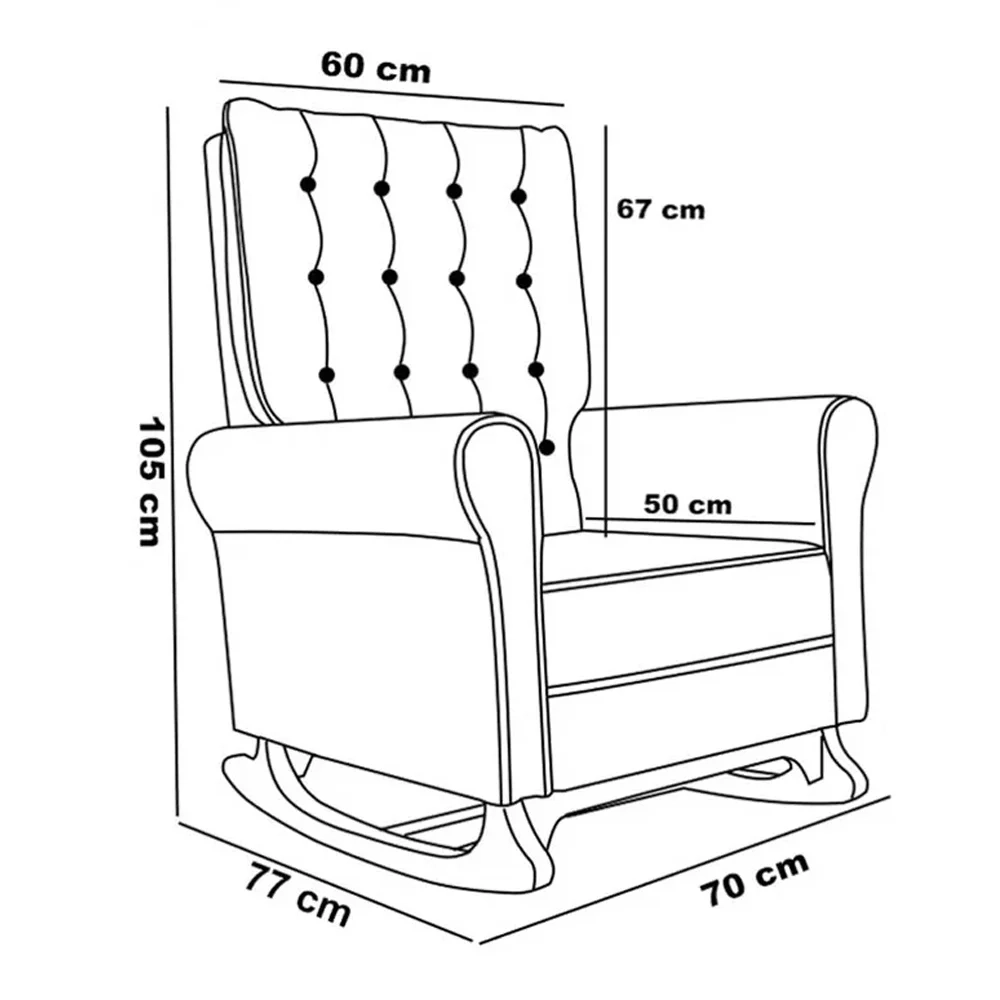 Poltrona de Amamentação e Descanso Base Madeira Balanço Brenda G05 Veludo Terracota - Mpozenato