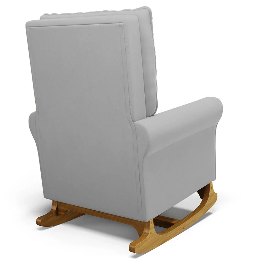 Kit 02 Poltronas de Amamentação Base Madeira Balanço Brenda G05 Veludo Cinza - Mpozenato