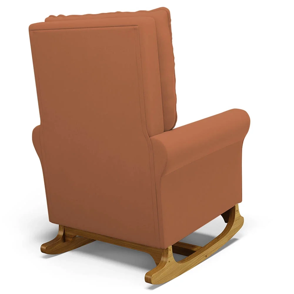 Kit 02 Poltronas de Amamentação Base Madeira Balanço Brenda G05 Veludo Terracota - Mpozenato