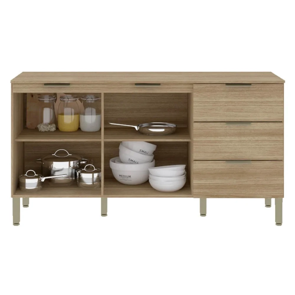 Balcão Gabinete para Pia com Tampo 160cm Charm Z06 Freijó - Mpozenato