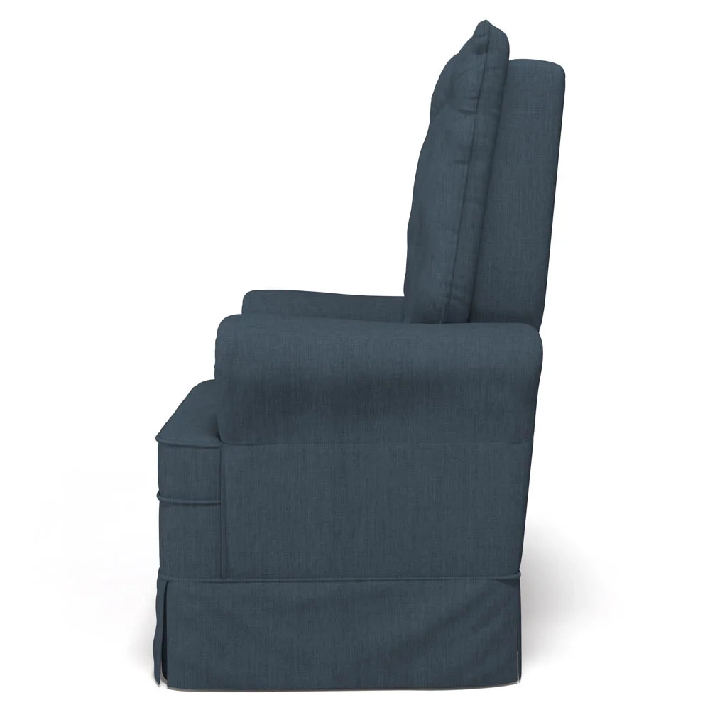 Poltrona de Amamentação e Descanso com Balanço e Puff Laís G05 Linho Azul - Mpozenato