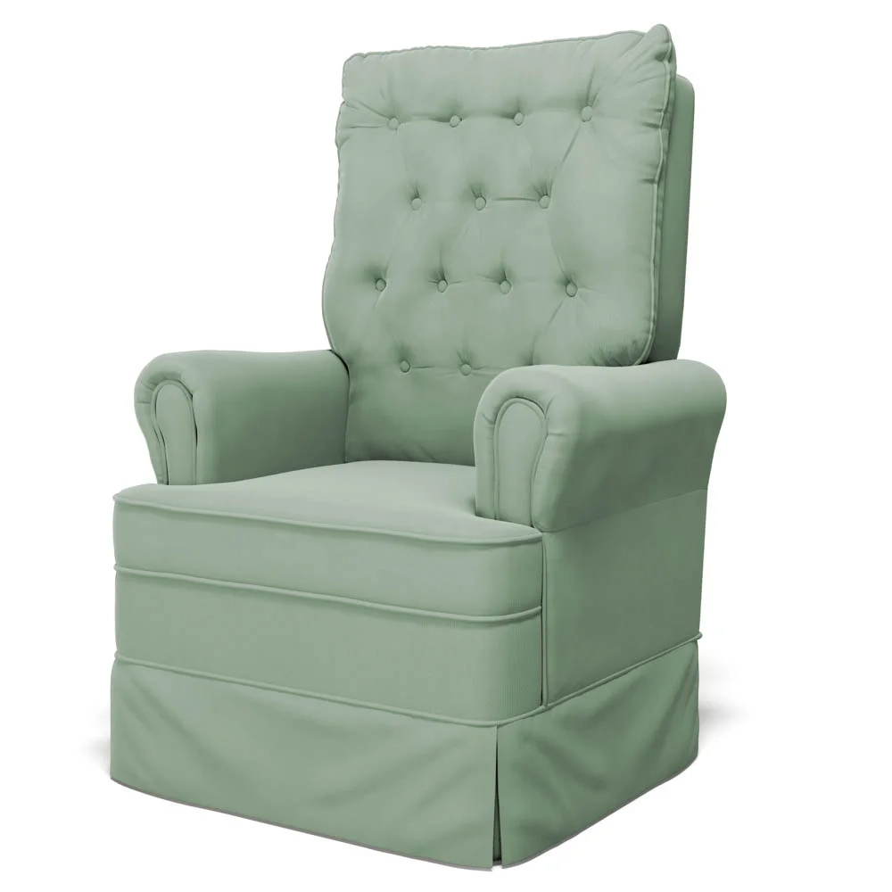 Kit 02 Poltronas de Amamentação e Descanso Com Balanço Laís G05 Veludo Verde - Mpozenato