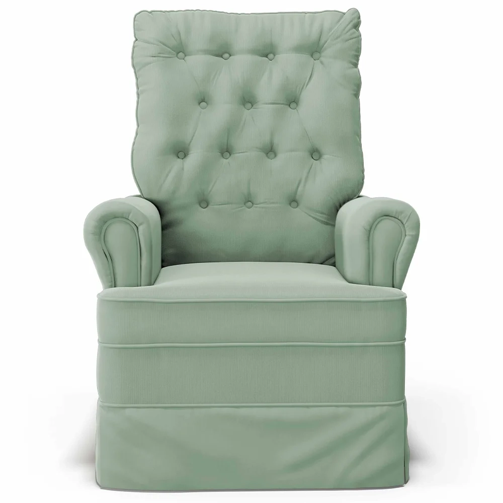 Poltrona de Amamentação e Descanso com Balanço e Puff Laís G05 Veludo Verde - Mpozenato