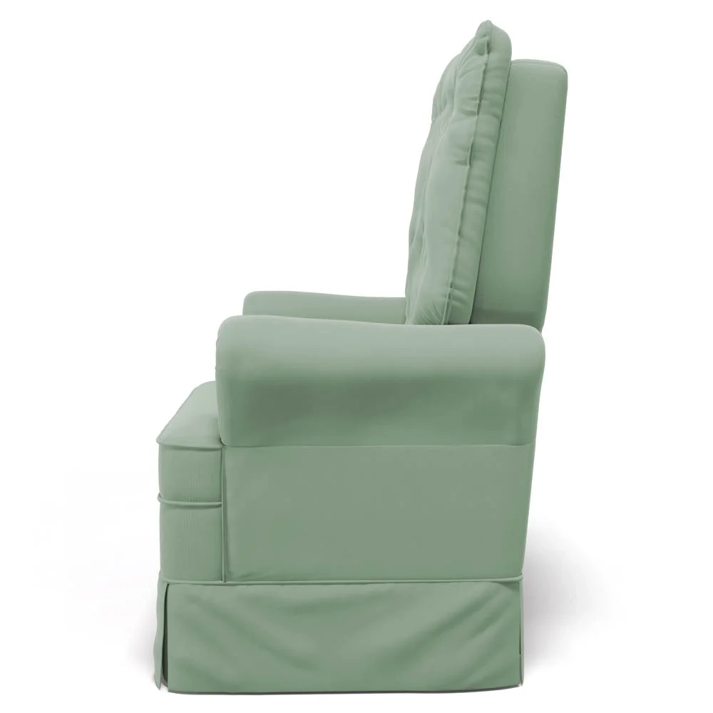 Poltrona de Amamentação e Descanso com Balanço e Puff Laís G05 Veludo Verde - Mpozenato