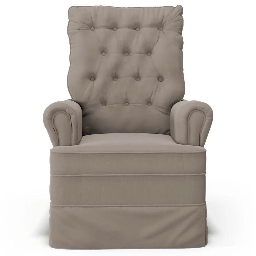 Poltrona de Amamentação e Descanso com Balanço e Puff Laís G05 Veludo Areia - Mpozenato