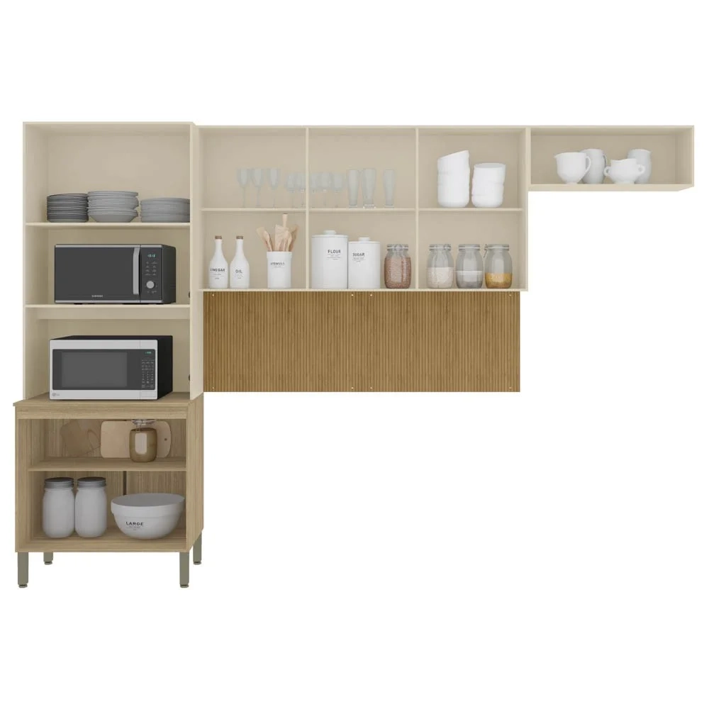 Armário de Cozinha Modulada 3 Peças Charm01 Z06 Freijó/Vanilla - Mpozenato