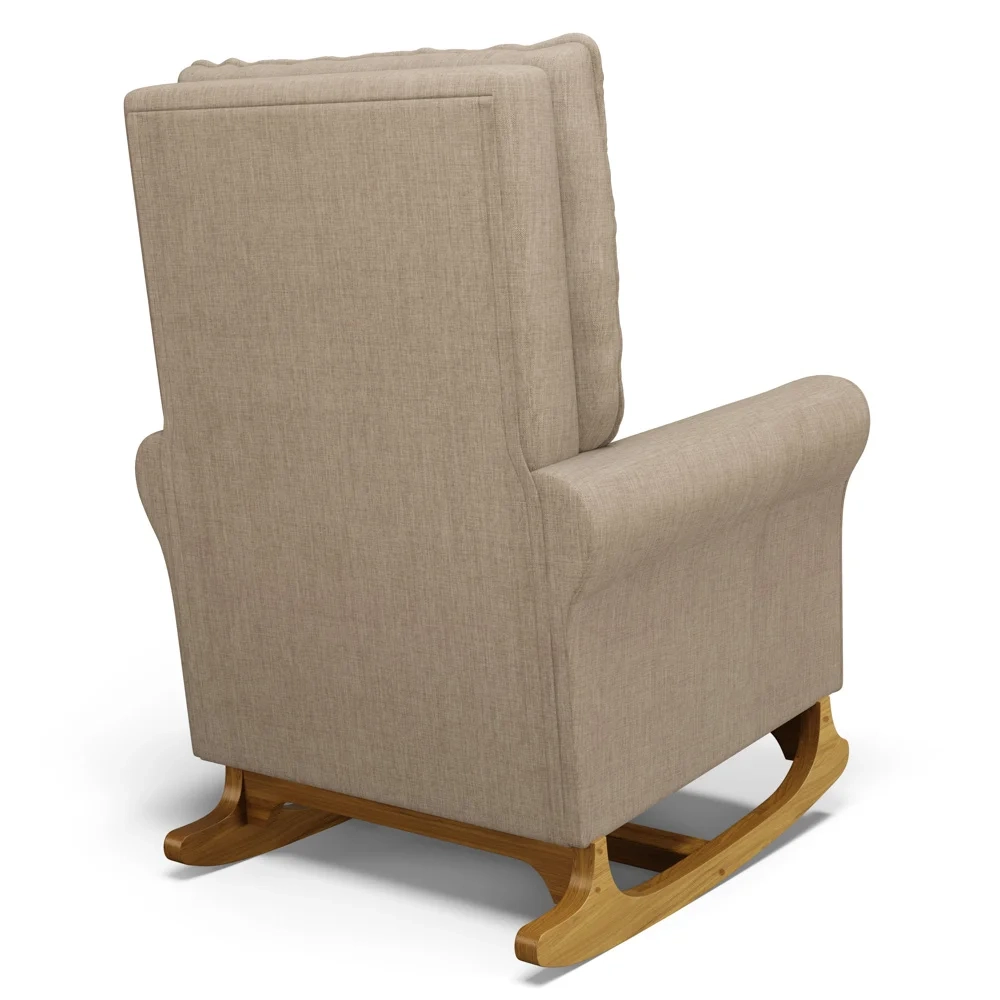 Poltrona de Amamentação e Descanso Base Madeira Balanço Brenda G05 Linho Areia - Mpozenato