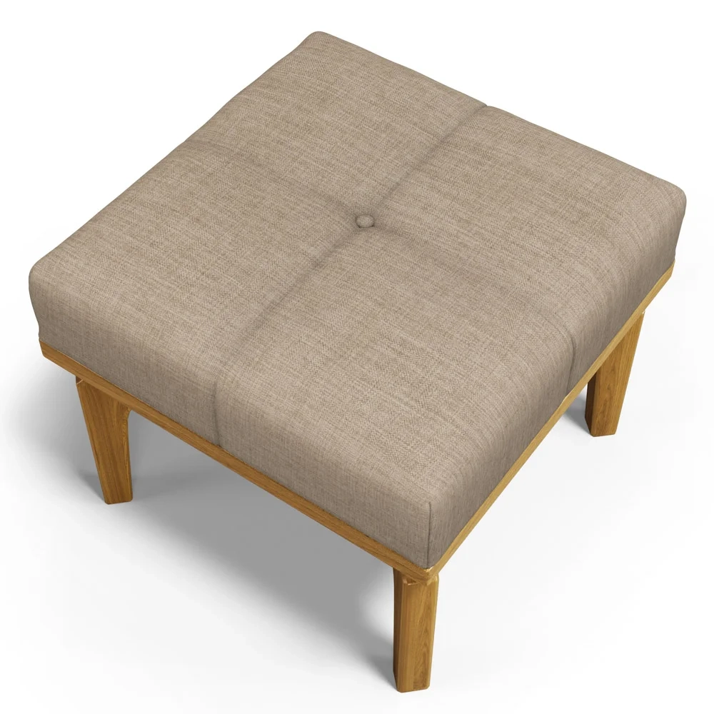 Poltrona de Amamentação Balanço e Puff Base de Madeira Brenda G05 Linho Areia - Mpozenato