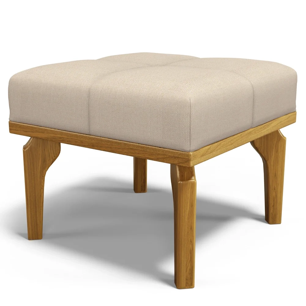 Kit 02 Poltronas de Amamentação e Descanso Base Madeira Balanço Brenda G05 Linho Creme - Mpozenato