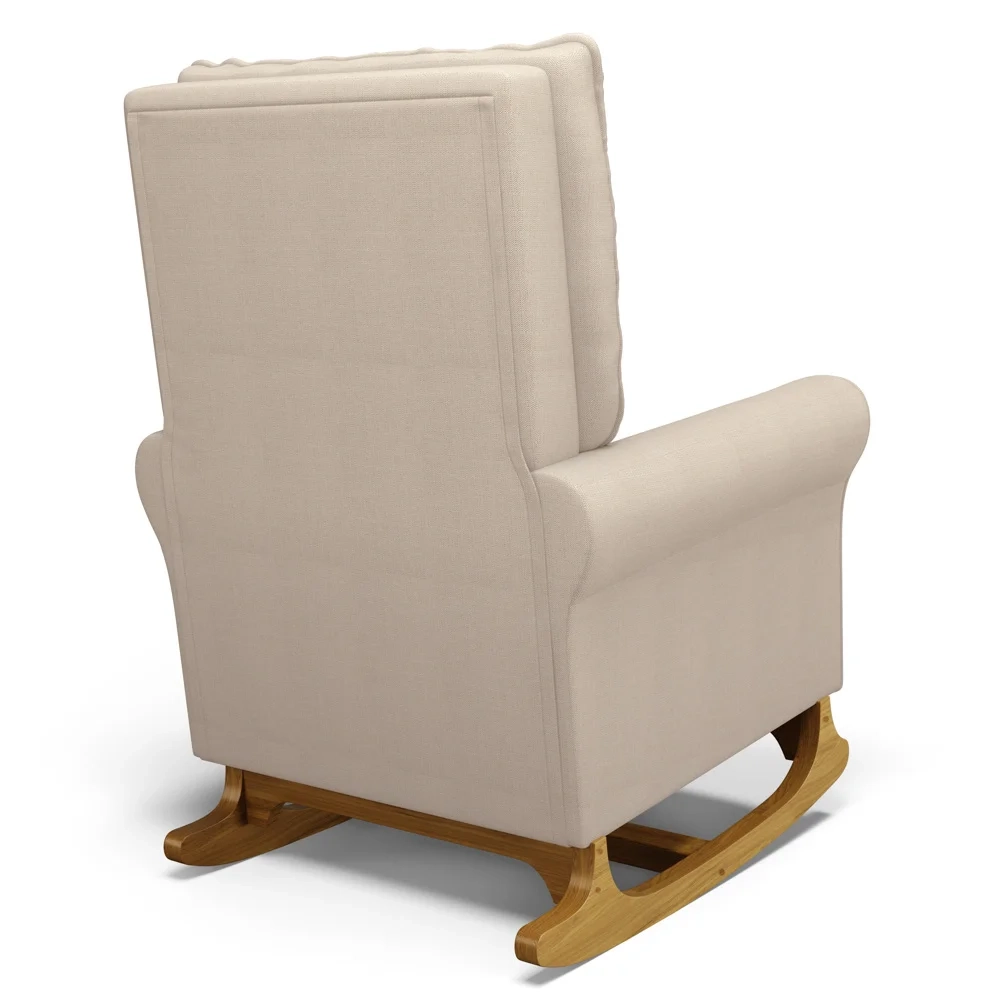 Kit 02 Poltronas de Amamentação e Descanso Base Madeira Balanço Brenda G05 Linho Creme - Mpozenato