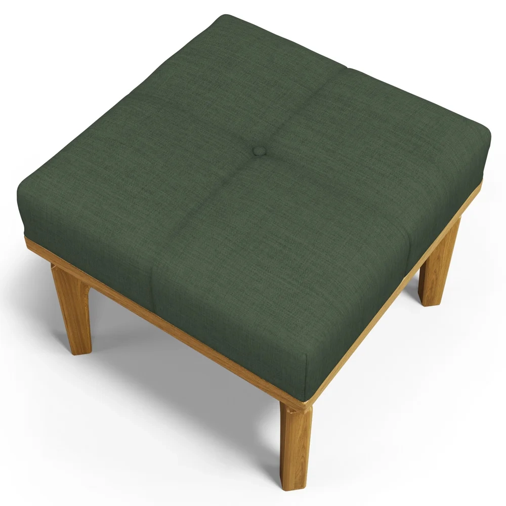 Poltrona de Amamentação Balanço e Puff Base de Madeira Brenda G05 Linho Verde - Mpozenato