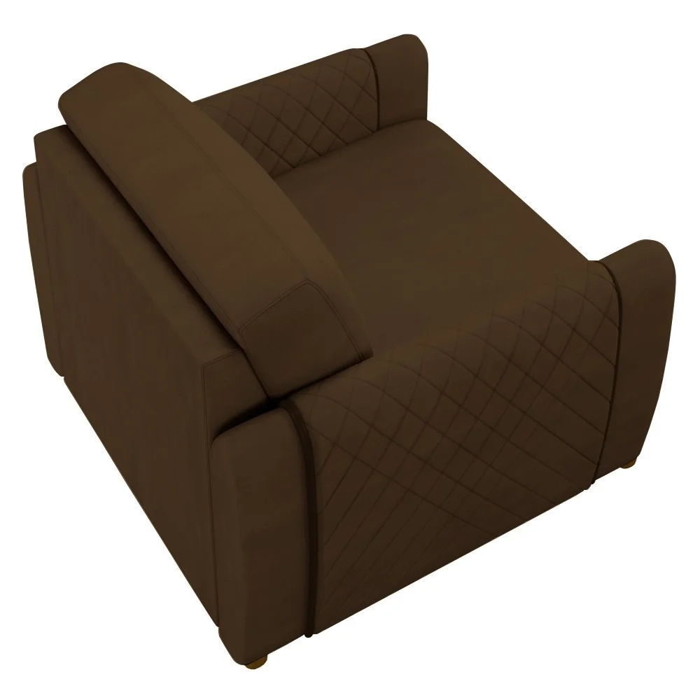 Kit 2 Poltronas Decorativas para Sala de Estar 98cm Amaranto Z32 Veludo Marrom - Mpozenato