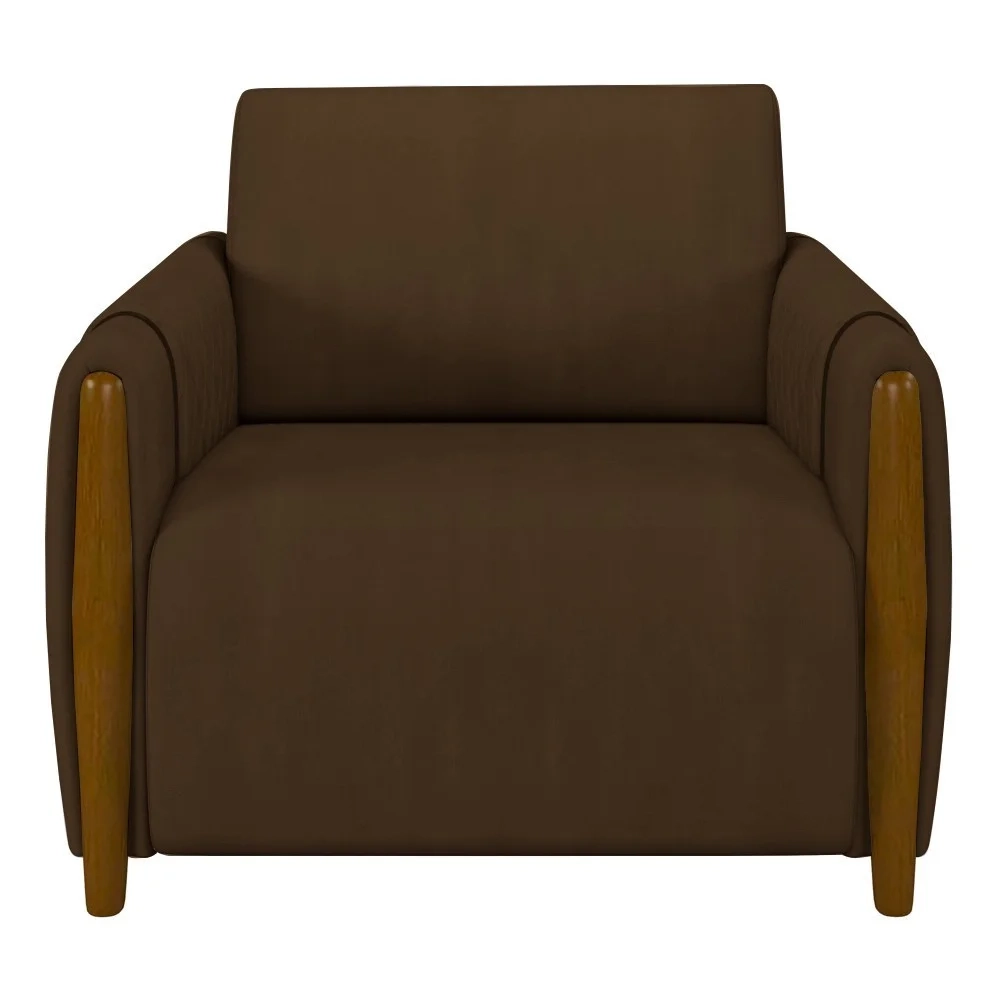 Kit 2 Poltronas Decorativas para Sala de Estar 98cm Amaranto Z32 Veludo Marrom - Mpozenato