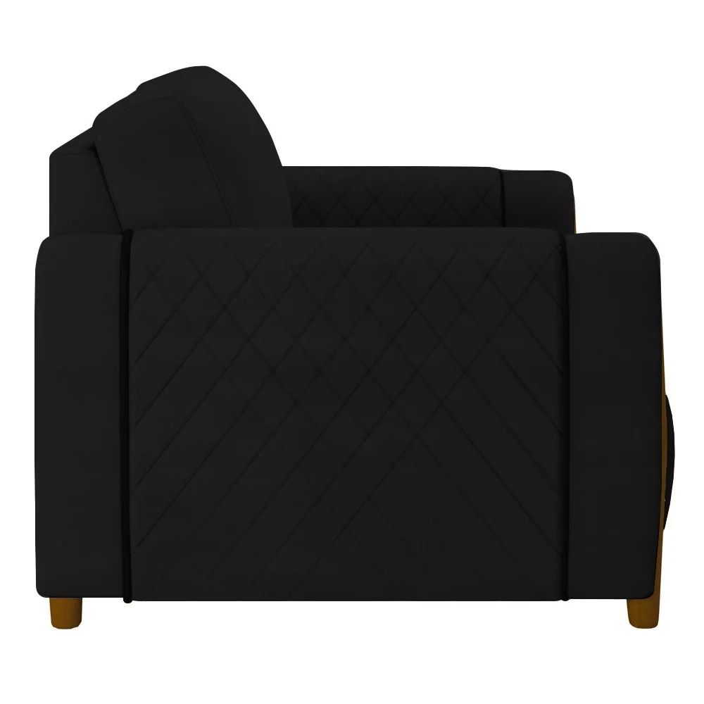 Kit 2 Poltronas Decorativas para Sala de Estar 98cm Amaranto Z32 Veludo Preto - Mpozenato