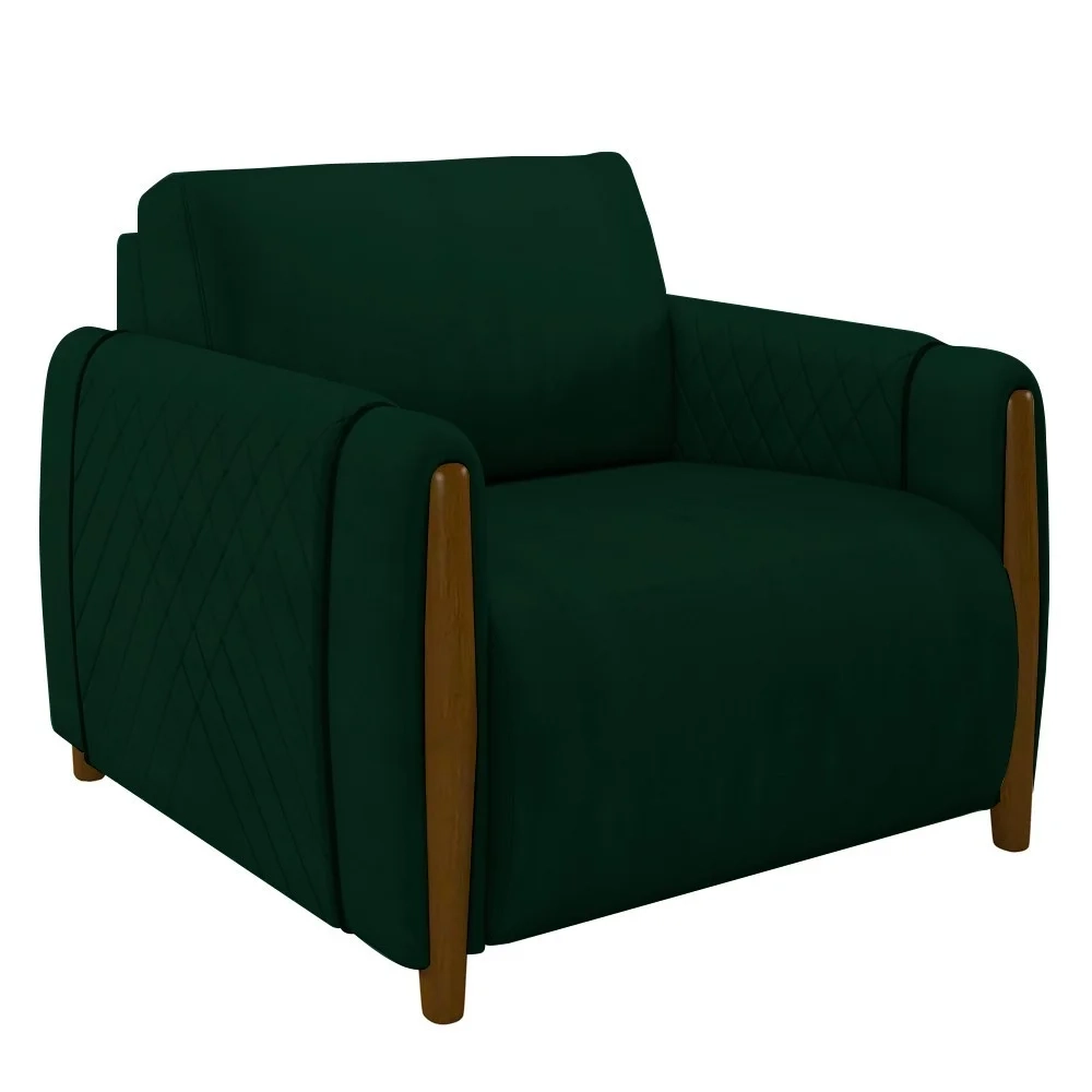 Kit 2 Poltronas Decorativas para Sala de Estar 98cm Amaranto Z32 Veludo Verde - Mpozenato