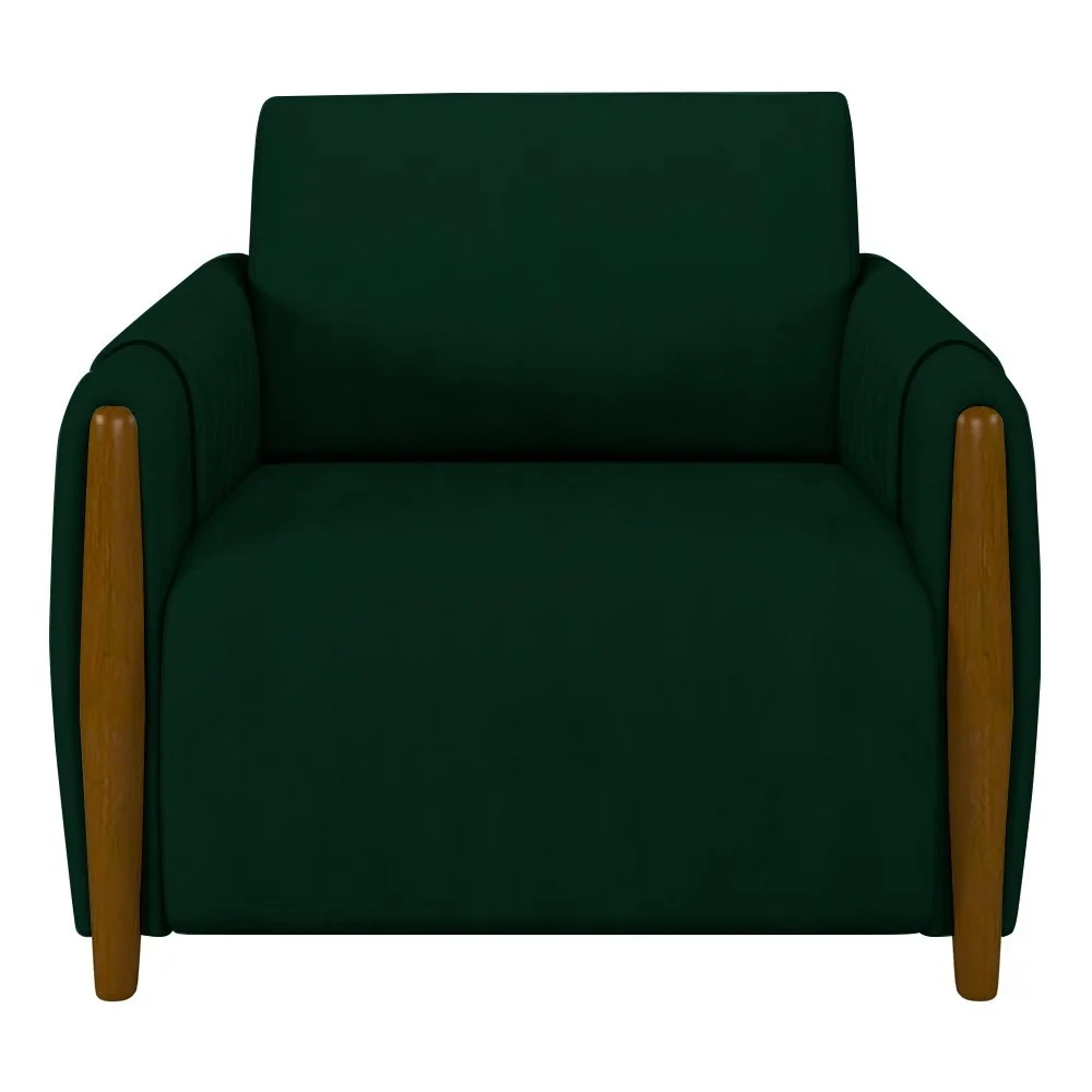 Kit 2 Poltronas Decorativas para Sala de Estar 98cm Amaranto Z32 Veludo Verde - Mpozenato