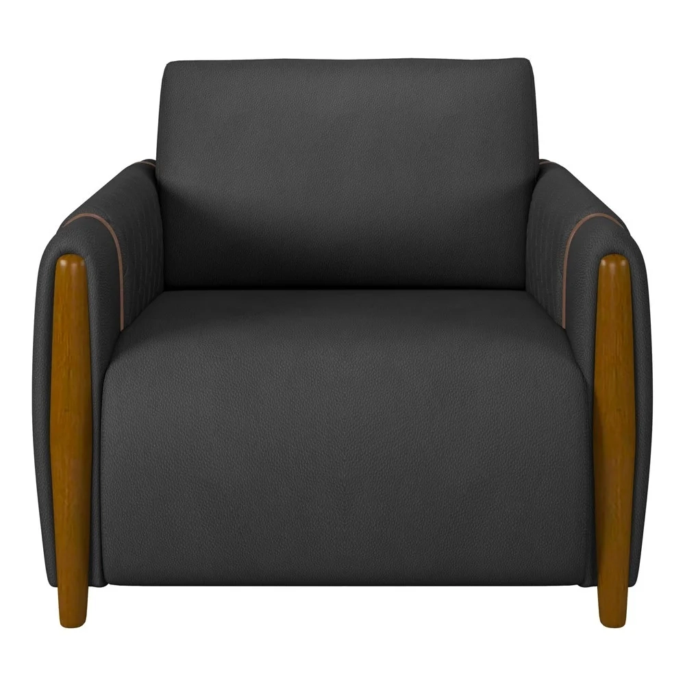 Kit 2 Poltronas Decorativas para Sala de Estar 98cm Amaranto Z32 PU Preto - Mpozenato