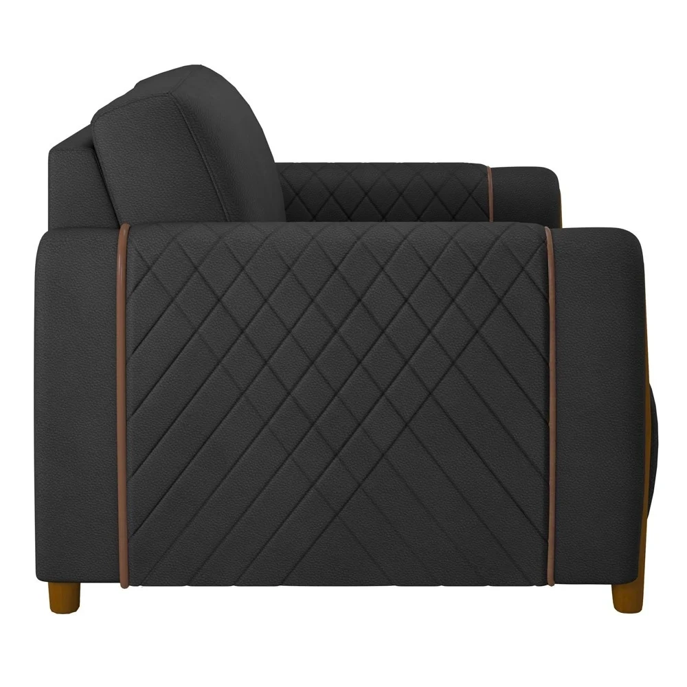 Kit 2 Poltronas Decorativas para Sala de Estar 98cm Amaranto Z32 PU Preto - Mpozenato