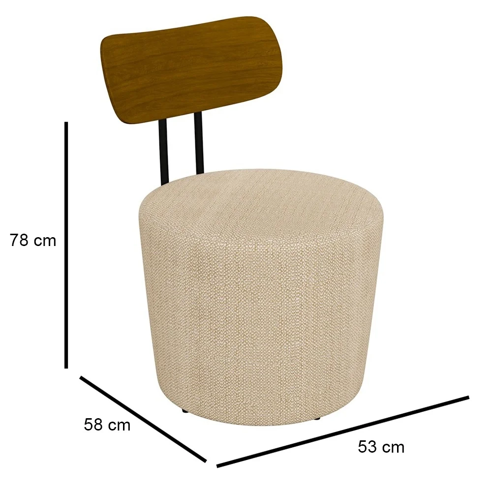 Kit 2 Poltronas Decorativas Redondas 53cm Le Moon Z32 Linho Champanhe - Mpozenato