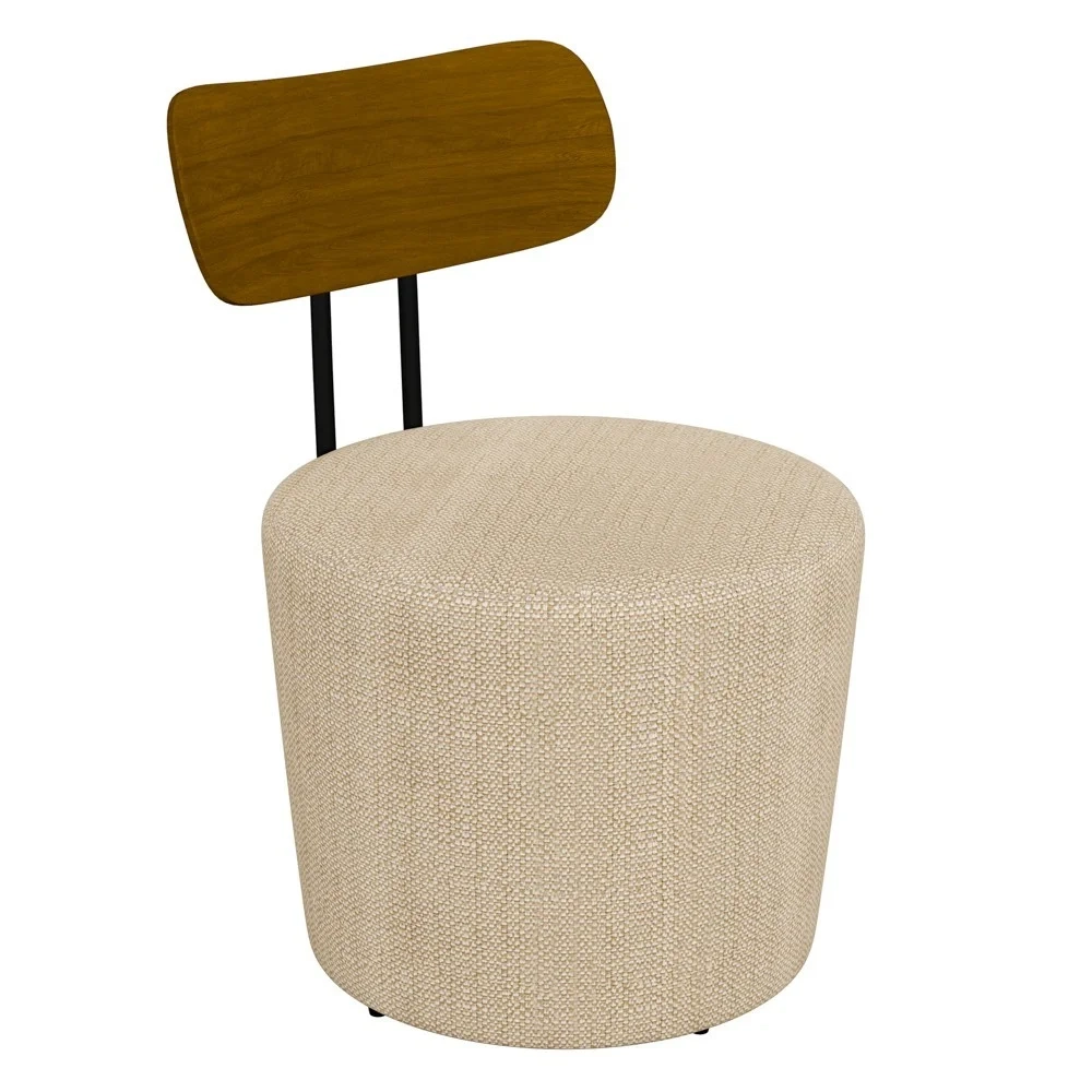 Kit 2 Poltronas Decorativas Redondas 53cm Le Moon Z32 Linho Champanhe - Mpozenato