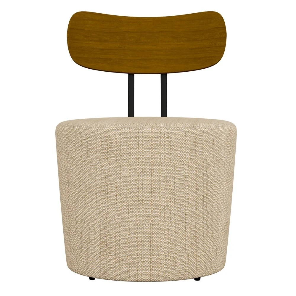 Kit 2 Poltronas Decorativas Redondas 53cm Le Moon Z32 Linho Champanhe - Mpozenato