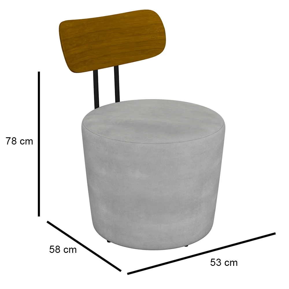 Kit 2 Poltronas Decorativas Redondas 53cm Le Moon Z32 Veludo Cinza - Mpozenato